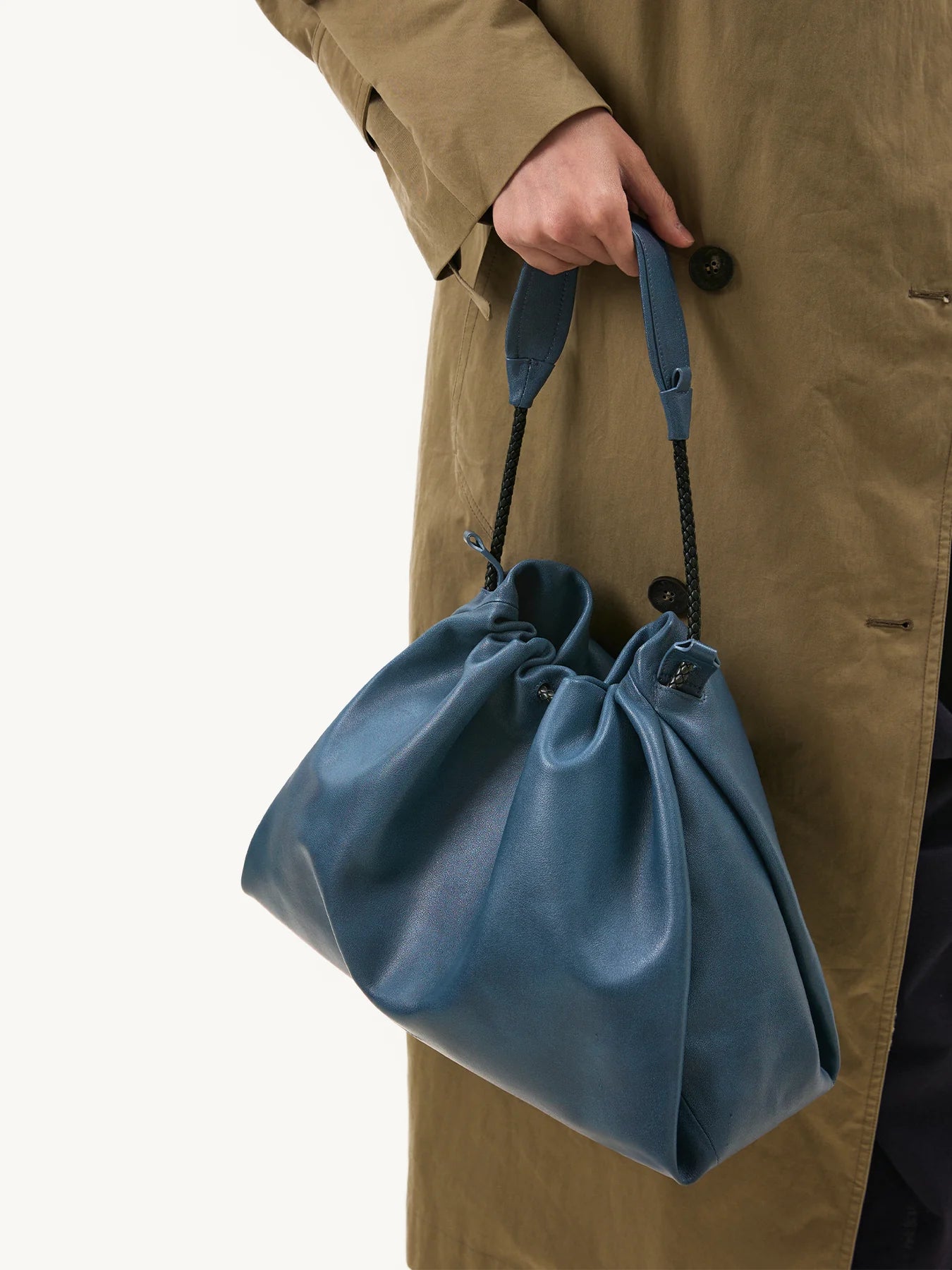 Orta Boy Gather Çanta Seti – Lacivert (Kontrast Ton)