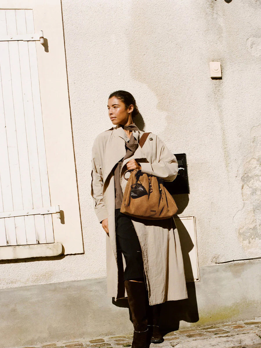 Orta Boy Gather Çanta Seti – Hardal Süet