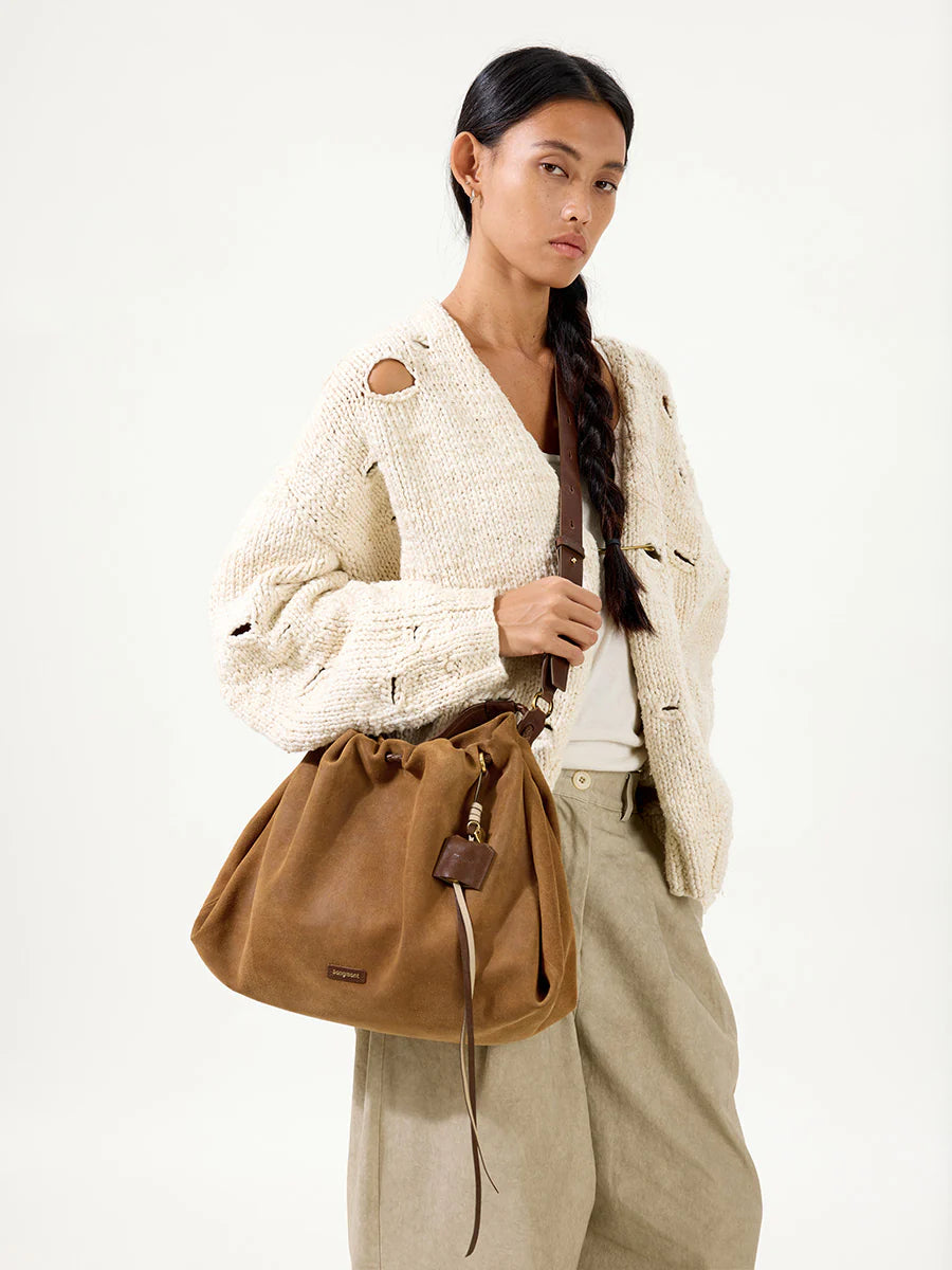 Orta Boy Gather Çanta Seti – Hardal Süet