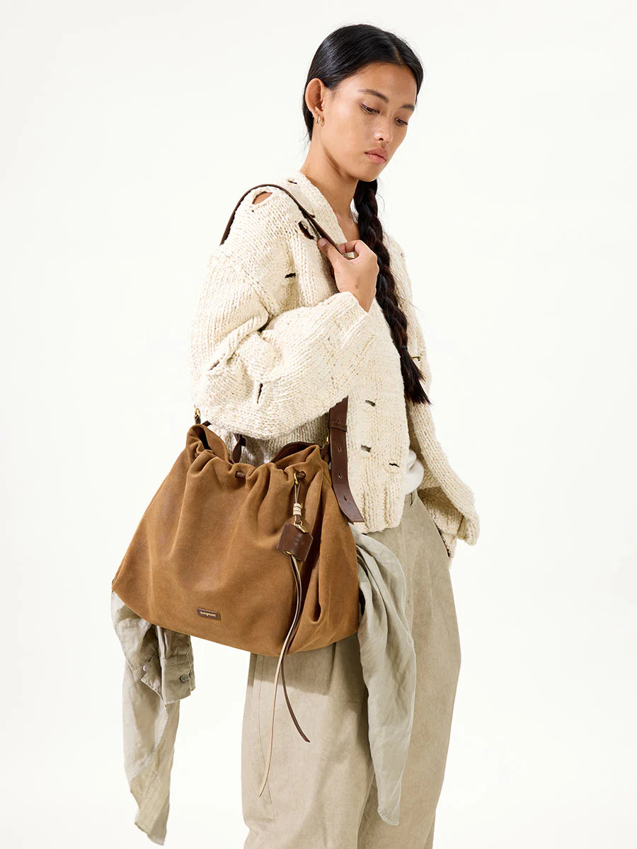 Orta Boy Gather Çanta Seti – Hardal Süet