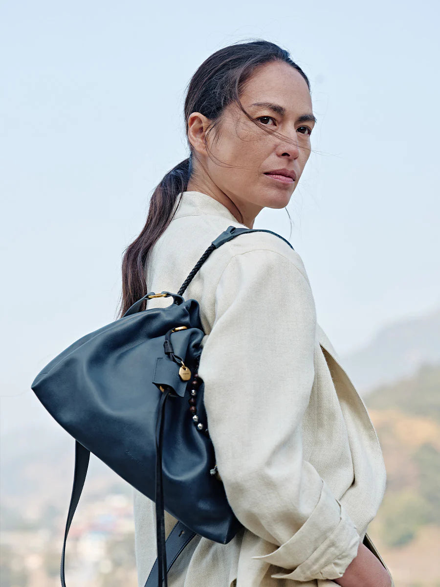 Küçük Gather Çanta Seti – Lacivert (Kontrast Ton)