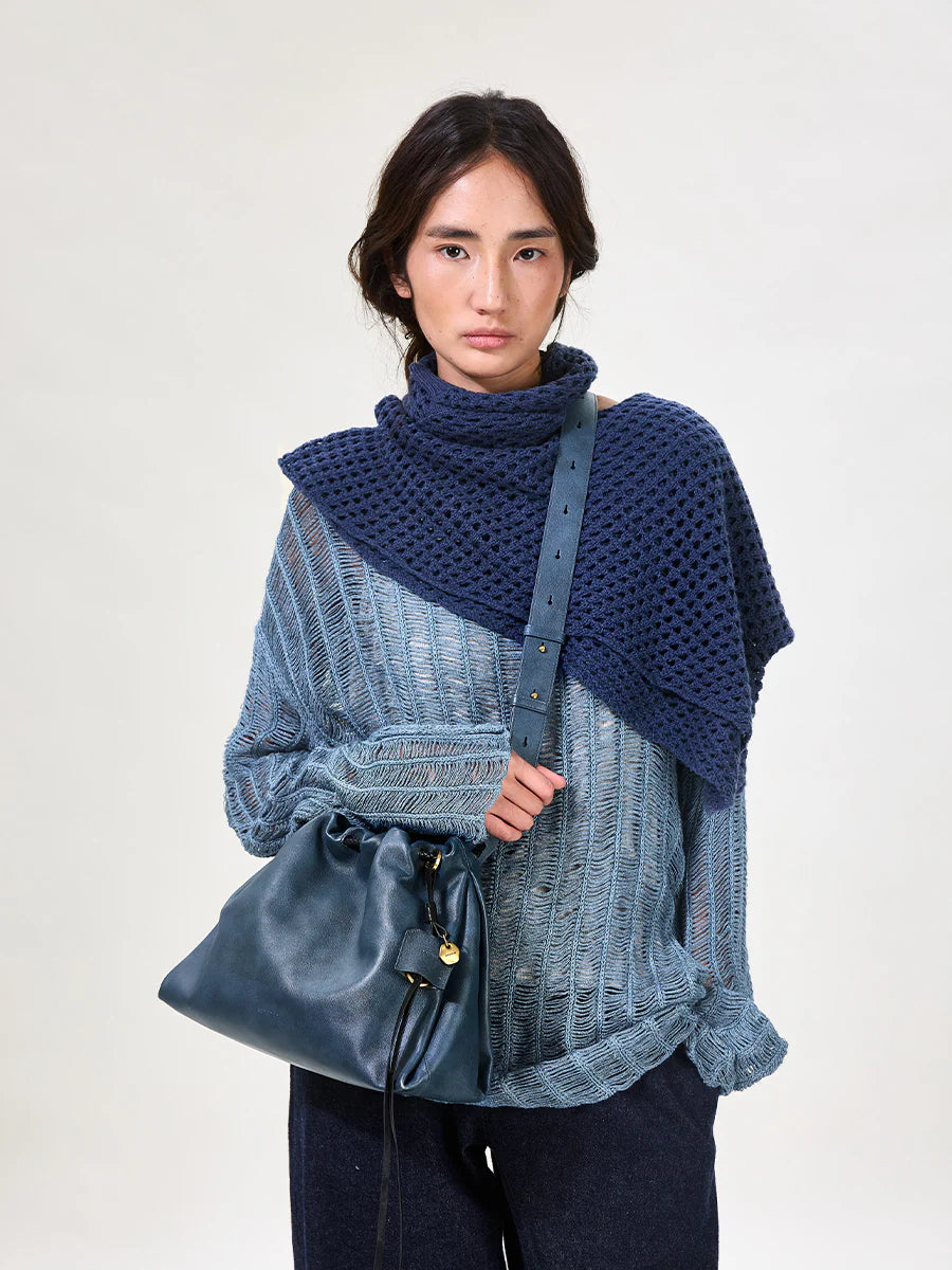 Küçük Gather Çanta Seti – Lacivert (Kontrast Ton)