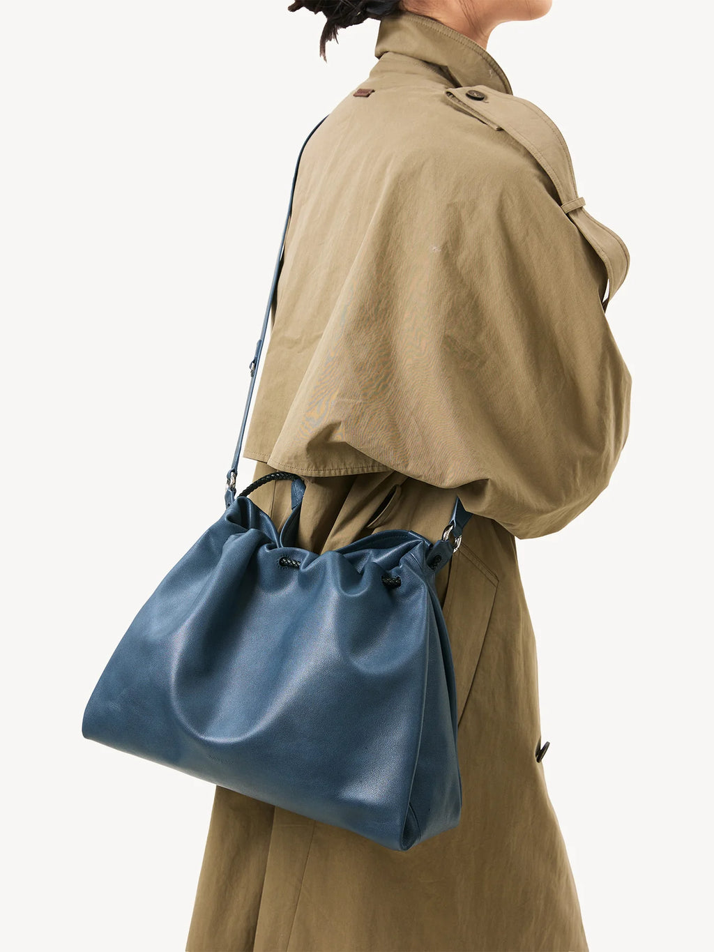 Orta Boy Gather Çanta Seti – Lacivert (Kontrast Ton)