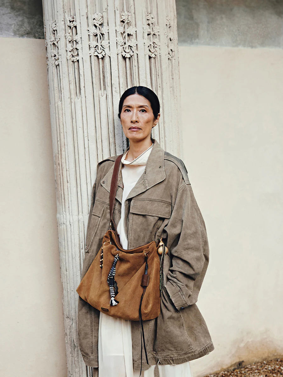 Orta Boy Gather Çanta Seti – Hardal Süet