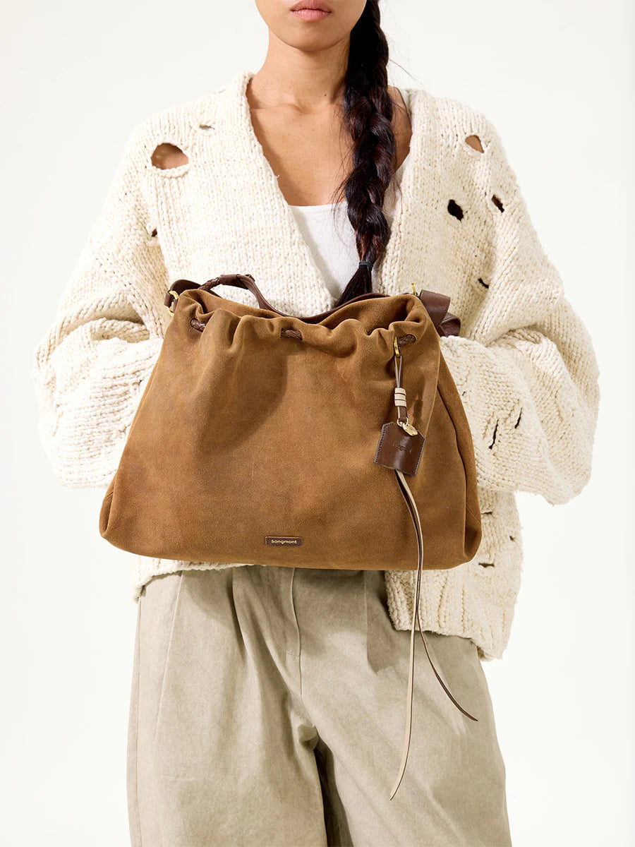 Orta Boy Gather Çanta Seti – Hardal Süet