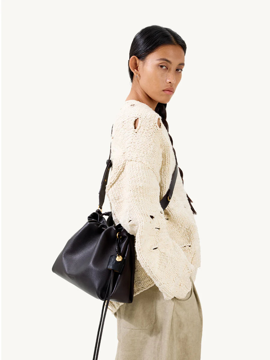 Küçük Gather Çanta Seti – Abanoz (Kontrast Ton)