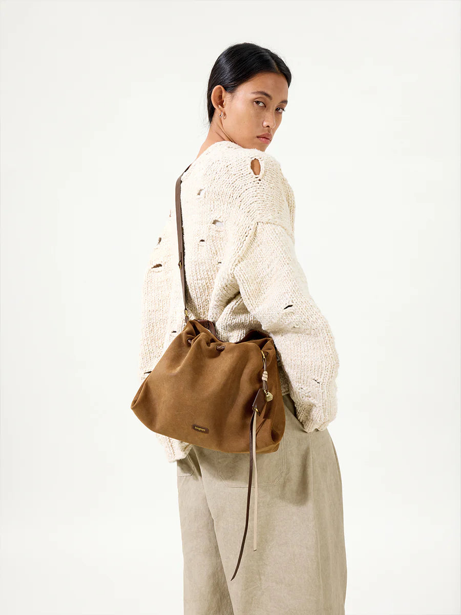 Küçük Gather Çanta Seti – Hardal Süet