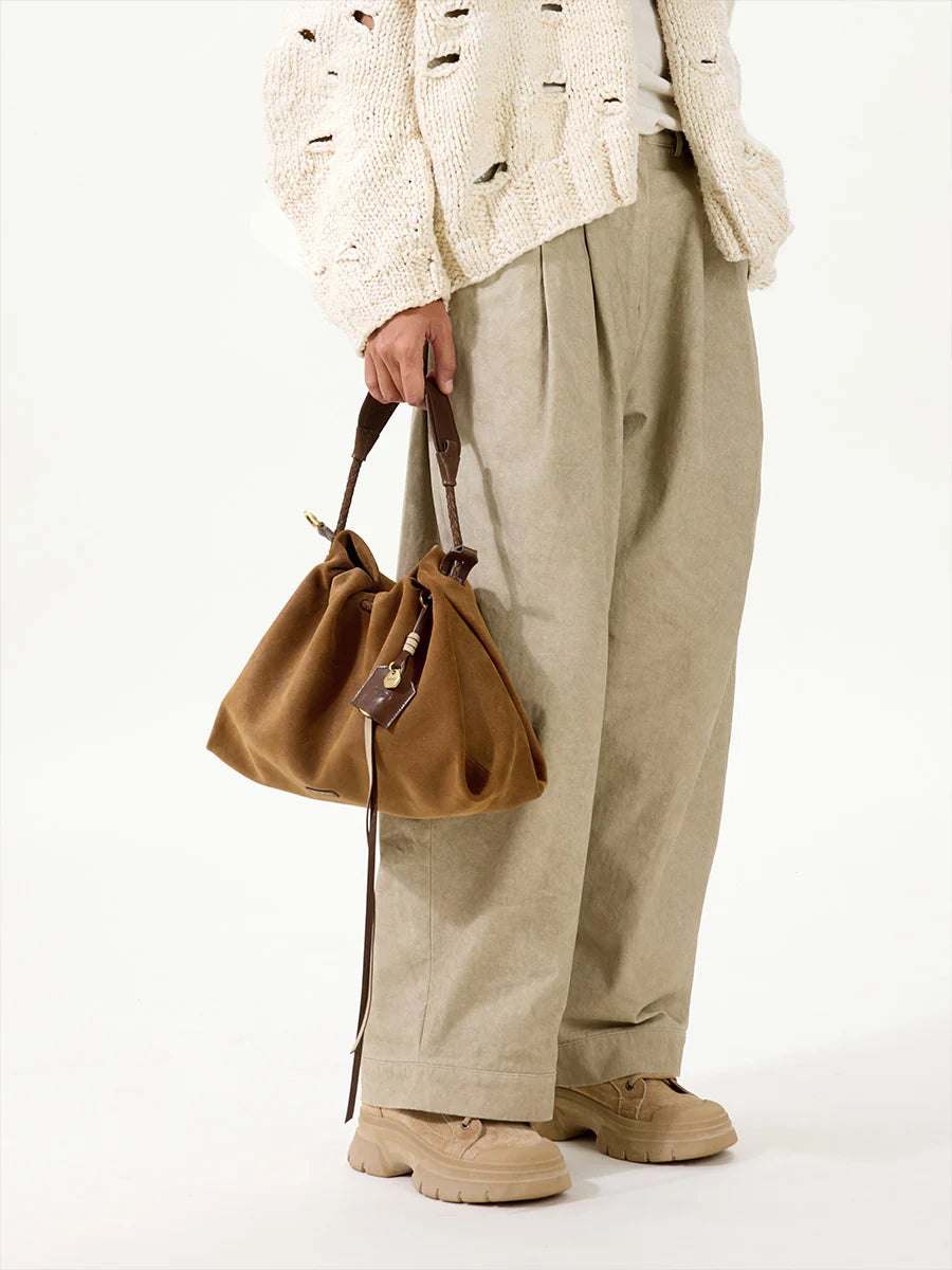 Küçük Gather Çanta Seti – Hardal Süet